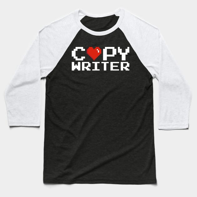 Copywriter Pixel (B&W) Baseball T-Shirt by marieltoigo